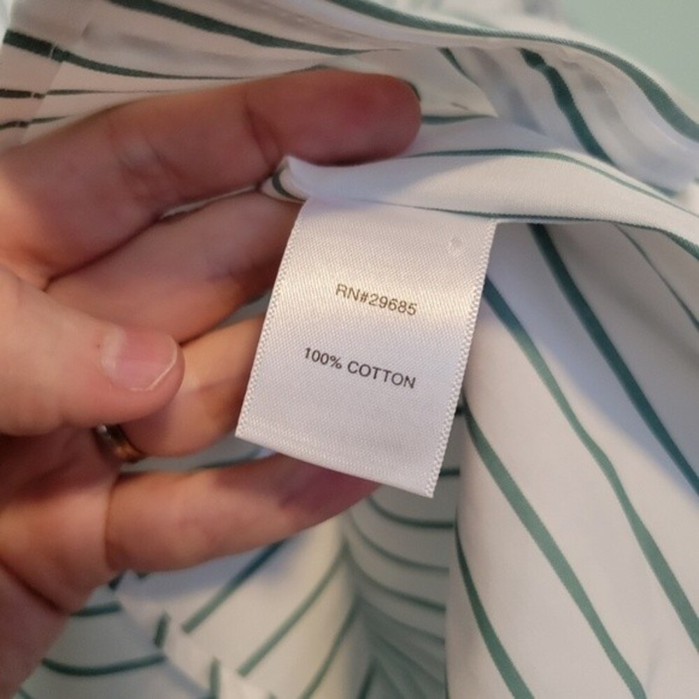 Pendleton White & Green Stripe Button Up Top Size… - image 6